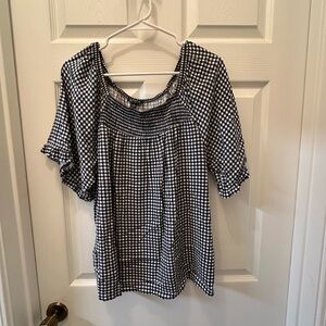Elegant Black and White Checkered Blouse